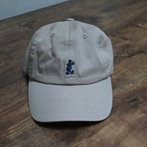 Tan Baseball Cap with Blue Embroidery